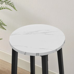 Taboret barowy hoker - marmur / nogi czarne