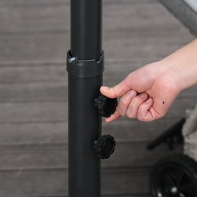 Outsunny Parasol na Wysięgniku z Korbką Ręczną Czarny Odpinany | Aosom PL