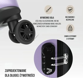Zestaw walizek podróżnych NEW YORK, 3-elementowy, ABS, jasnofioletowy Deuba