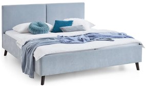 Jasnoniebieskie tapicerowane łóżko dwuosobowe ze stelażem 160x200 cm Piano – Meise Möbel