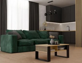 Ława Z Lamelami I Półką Dąb Artisan + Czarny T2-B31