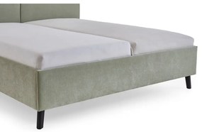 Jasnozielone tapicerowane łóżko dwuosobowe ze stelażem 160x200 cm Piano – Meise Möbel
