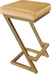 Hoker ZETA krzesło barowe tkanina Welur podstawa metalowa LOFT : Kolor Stelaża - Złoty, Kolor tkaniny - VELVET - MG15