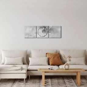 Obraz - Sowa na polu (z zegarem) (90x30 cm)