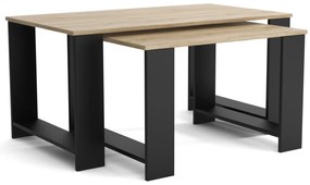 Stoliki kawowe ZESTAW STOLIKÓW 90+65cm MORI Czarny/Dąb Sonoma