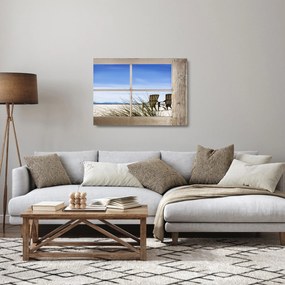 Obraz na szkle - Okno z widokiem na plażę (70x50 cm)