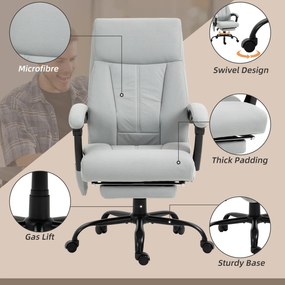 Vinsetto Fotel biurowy z masażem i ogrzewaniem podnóżek regulowany do 120 kg szary | Aosom PL