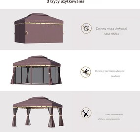 Outsunny Pawilon Ogrodowy 390x290cm - Namiot Ogrodowy z Moskitierą na Grill i na Zimne Piwo | Aosom PL
