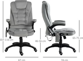 Vinsetto Fotel biurowy ergonomiczny z masażem i ogrzewaniem szary maksymalne obciążenie 120 kg | Aosom PL