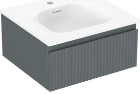 Mexen Rivel szafka łazienkowa 50 cm z umywalką Vela, 1 szuflada, ryflowana , grafit mat/biała mat - 91A20-05023-1-BF66-W23M01