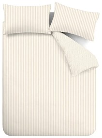 Beżowo-kremowa flanelowa pościel dwuosobowa 230x220 cm Stripe – Catherine Lansfield