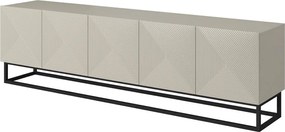 Szafka RTV Asha 200 cm z ryflowanym frontem i metalowym stelażem - kaszmir