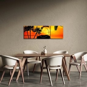 Obraz - papugi i słonie (z zegarem) (90x30 cm)