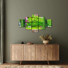 Obraz - Magiczny ogród z łabędziami (125x70 cm)