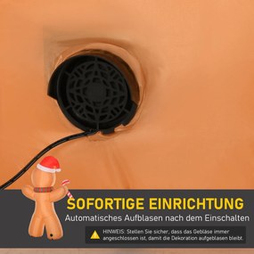 HOMCOM Nadmuchiwany Piernikowy Ludzik 2,4m ze Światłami Żółty | Aosom PL