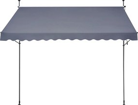 Rozkładana Markiza SucceBuy, 350 x 119 cm, Markiza Tarasowa, Chroniaca Przeciw Słońcu z Ręcznym Kołem, Szary Ciemny