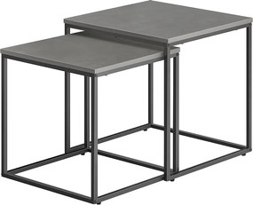 Zestaw 2 stolików kawowych Valora Square | Blat betonowy z czarną stalową ramą