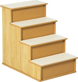 PawHut Drabina dla zwierząt, 4-stopniowa dla psów/kotów, Krótki plusz, do 30 kg, 40 x 59 x 54,2 cm, Naturalna