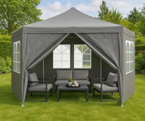 Pawilon ogrodowy z oknami 2x2x2m, namiot ogrodowy, szary Gardella-WGY
