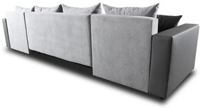 Przestronny narożnik U z funkcją spania - DUO, do dużego salonu, Szaro biały, wygoda i designerski styl