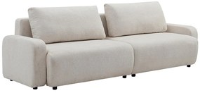 Kanapa  4-osobowa rozkładana z beżowej tkaniny szenilowej YOKIRA