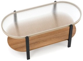 Ława owalna KAMALA 54x110 dąb naturalny/czarny HALMAR