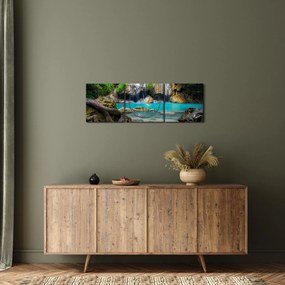 Obraz wodospadów (z zegarem) (90x30 cm)