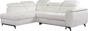 Masseno Narożnik VOLA z funkcją spania i pojemnikiem na pościel Narozniki L, Rozkładana sofa - Biały, BUBBLE 1