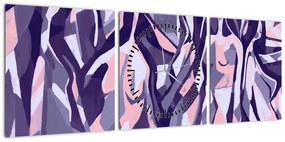 Obraz - Abstrakcyjne kobiety (z zegarem) (90x30 cm)
