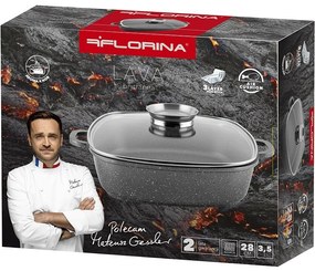 Florina Aluminiowa brytfanna z pokrywką aromatyzującą Lava 3,5 l, 28 × 28 × 7,5 cm