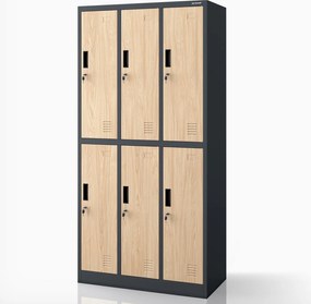 Szafa socjalna 6-drzwiowa Eco Design Igor, 90x45x185 cm, antracyt/dąb sonoma