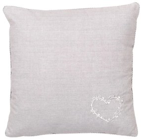 Poduszka dekoracyjna do salonu CONSTANCE, haftowane serduszko, bawełna, 40 x 40 cm