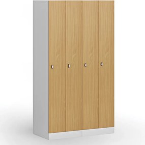 Szafka ubraniowa S1 wąska, 2-drzwiowa, 1850 x 500 x 500 mm, zamek obrotowy, drzwi laminowane, brzoza