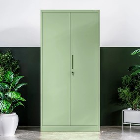 Szafa gospodarcza zamykana DAWID, 900 x 1850 x 450 mm, Fresh Style: pastelowy zielony