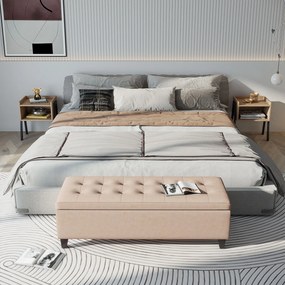 HOMCOM Ławka tapicerowana z miejscem do przechowywania, Guziki, do 120 kg, 125 x 49 x 41,5 cm, Beżowy