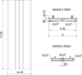Mexen Line VR20SL grzejnik płytowy 1800 x 600 mm, podłączenie dolne środkowe, 1308 W, antracyt - W6VR20SL-180-060-66