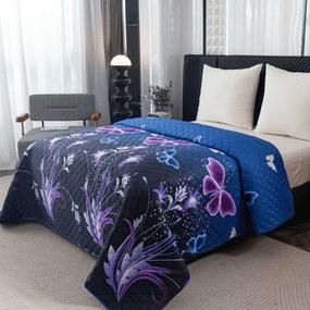 Narzuta na łóżko VIOLET BUTTERFLY, ciemnoniebieska Rozmiar: 170 x 210 cm