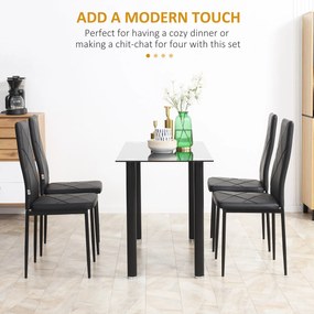 HOMCOM Zestaw 4 Krzesła Jadalniane Kuchenne Nowoczesny Design 41x50x97cm Czarne | Aosom PL