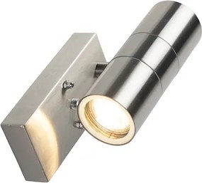 Lampa ścienna zewnętrzna stalowa 2-światłowa IP44 z czujnikiem zmierzchu - Duo