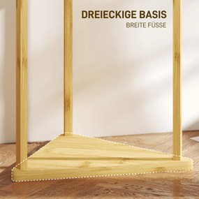 HOMCOM Wieszak na Ubrania z Bambusa, 8 Haków, 3 Półki, Naturalny