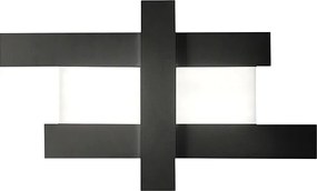 Kinkiet LED 50W w kolorze czarnym, nowoczesny design - geometryczna konstrukcja stalowa, ciepłe światło 3000K, 2620 lm, szerokość 104 cm, IP20