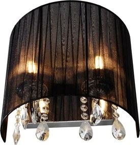 Klasyczna lampa ścienna chromowana z czarnym abażurem - Ann-Kathrin 2