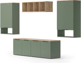 Ściana w salonie zielony 80x40x50 wido