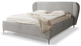 Jasnoszare tapicerowane łóżko dwuosobowe ze stelażem 180x200 cm Makana – Makamii