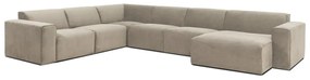 Beżowa sztruksowa sofa modułowa w kształcie litery "U" Scandic Sting, prawostronna