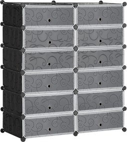 HOMCOM Regał na buty, 12 skrzynek na 24 pary butów, Plastik, Czarny+Biały