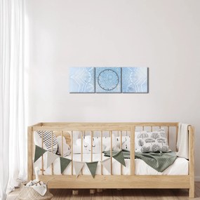 Obraz - Zimowa mandala (z zegarem) (90x30 cm)