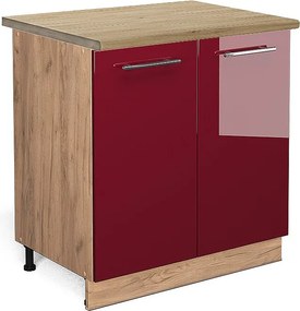 Szafki kuchenne bordowa czerwień wysoki połysk 80x60x82 fame-line