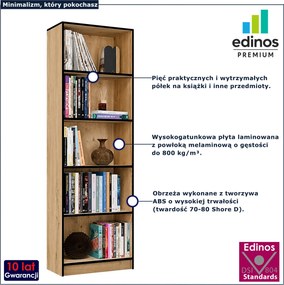 Nowoczesny otwarty regał dąb artisan + czarny G7-D71