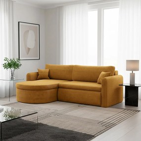 Uniwersalny narożnik Verona L z funkcją spania, do salonu, musztardowy